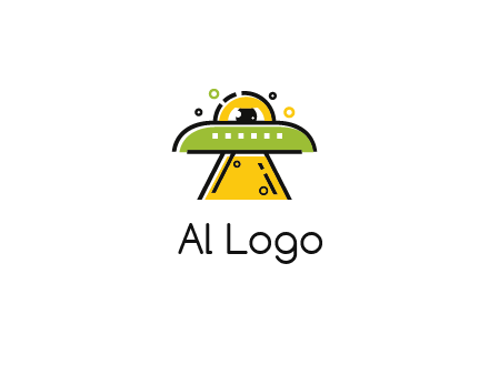 alien eye and spaceship logo