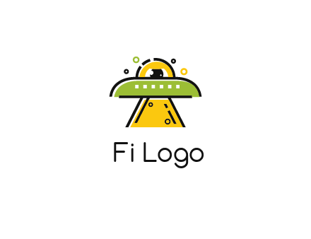 alien eye and spaceship logo