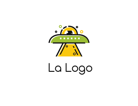 alien eye and spaceship logo