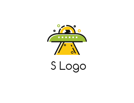 alien eye and spaceship logo