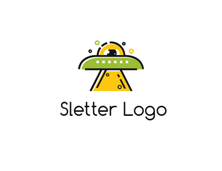 alien eye and spaceship logo