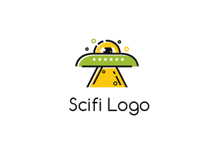 alien eye and spaceship logo