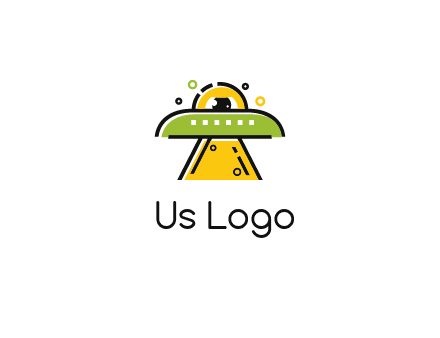 alien eye and spaceship logo