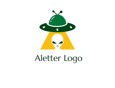 alien in the spaceship logo