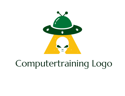 alien in the spaceship logo