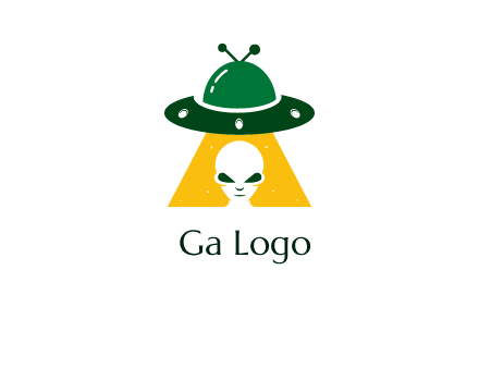 alien in the spaceship logo