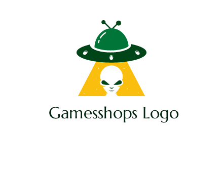 alien in the spaceship logo