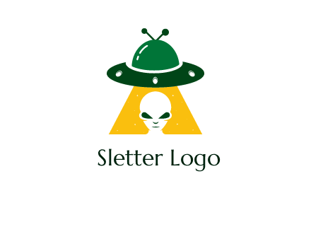 alien in the spaceship logo