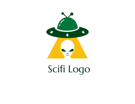 alien in the spaceship logo