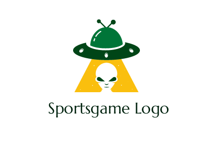 alien in the spaceship logo