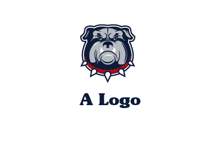 angry bulldog with red collar illustration