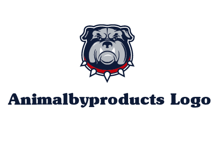 angry bulldog with red collar illustration