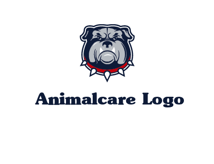 angry bulldog with red collar illustration