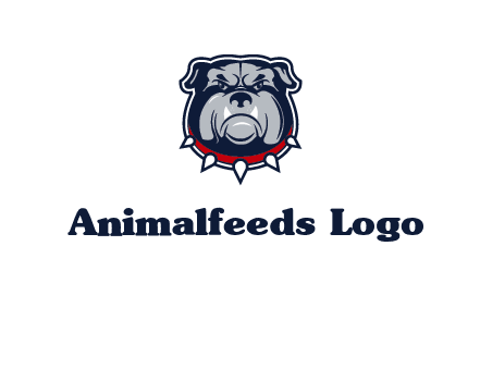 angry bulldog with red collar illustration