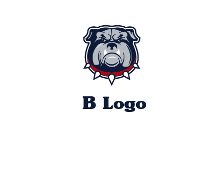 angry bulldog with red collar illustration