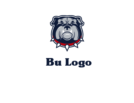 angry bulldog with red collar illustration