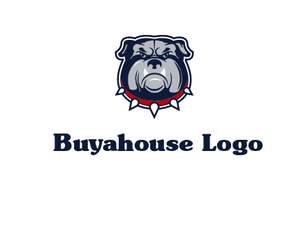 angry bulldog with red collar illustration