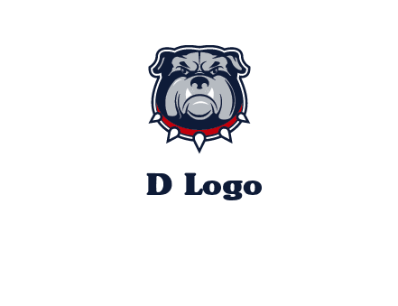 angry bulldog with red collar illustration