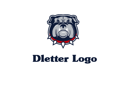 angry bulldog with red collar illustration