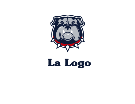 angry bulldog with red collar illustration