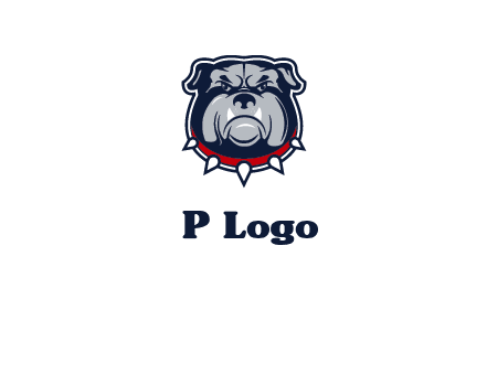 angry bulldog with red collar illustration