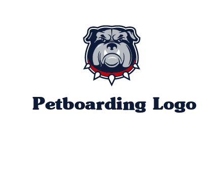 angry bulldog with red collar illustration