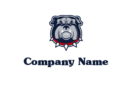 angry bulldog with red collar illustration