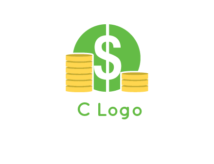 dollar sign inside circle with coins logo