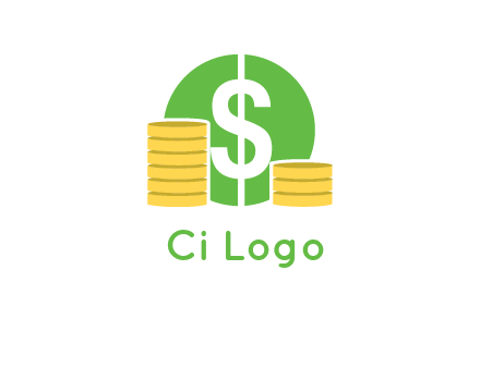 dollar sign inside circle with coins logo