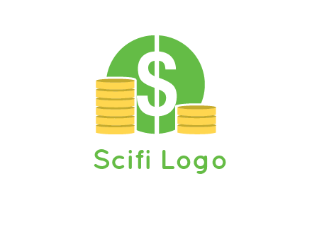 dollar sign inside circle with coins logo