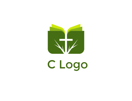 cross and leaves logo