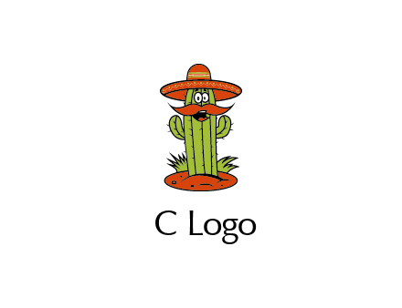 cactus with sombrero and mustache illustration