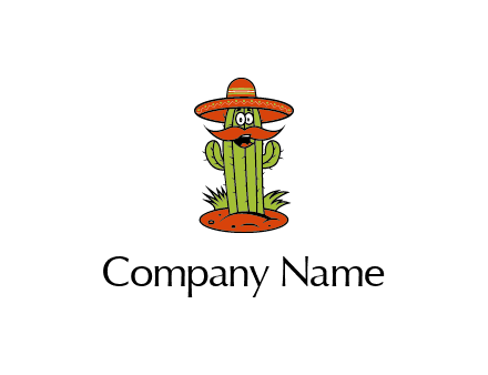 cactus with sombrero and mustache illustration