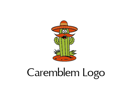 cactus with sombrero and mustache illustration