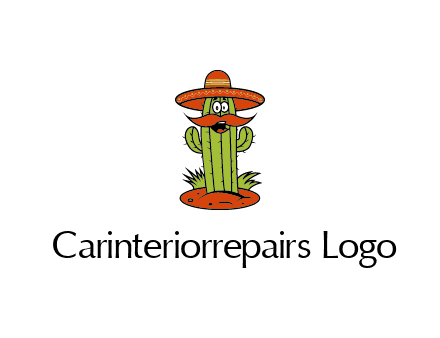 cactus with sombrero and mustache illustration