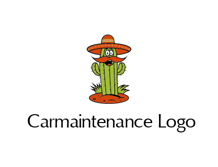 cactus with sombrero and mustache illustration