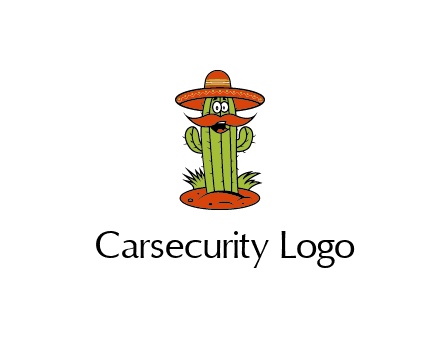 cactus with sombrero and mustache illustration