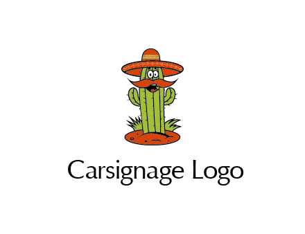 cactus with sombrero and mustache illustration