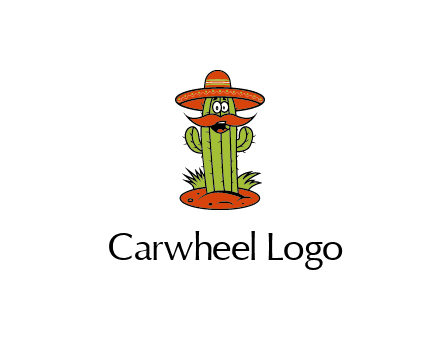 cactus with sombrero and mustache illustration