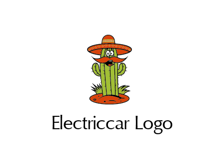 cactus with sombrero and mustache illustration