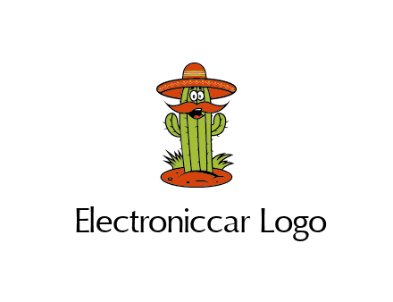 cactus with sombrero and mustache illustration