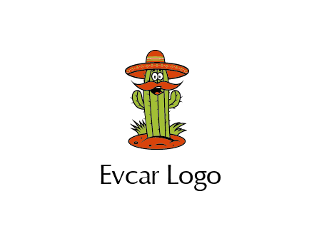 cactus with sombrero and mustache illustration