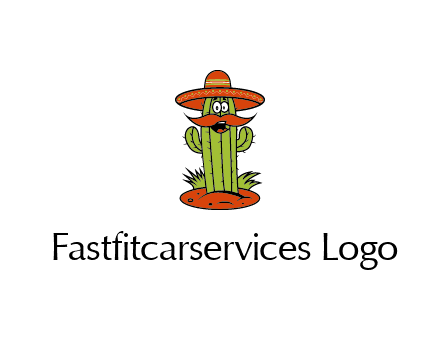 cactus with sombrero and mustache illustration