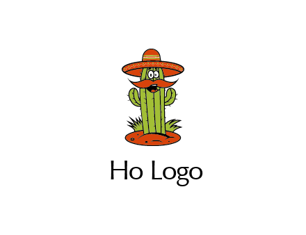 cactus with sombrero and mustache illustration