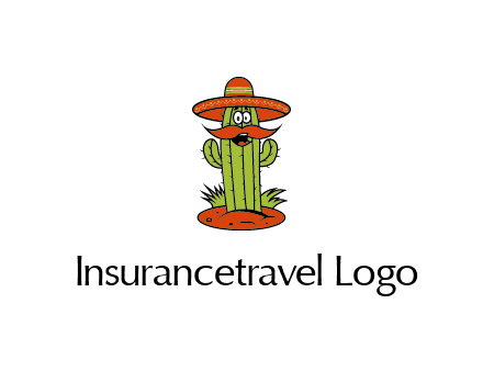 cactus with sombrero and mustache illustration