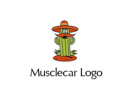 cactus with sombrero and mustache illustration