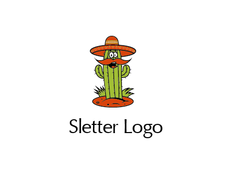 cactus with sombrero and mustache illustration