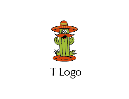 cactus with sombrero and mustache illustration