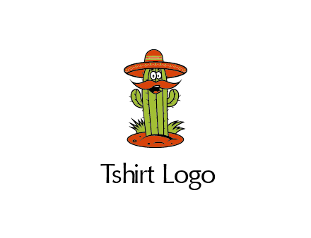 cactus with sombrero and mustache illustration