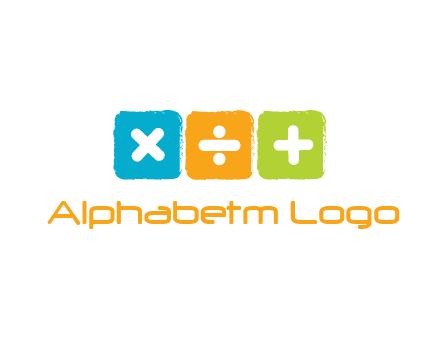 mathematical symbols in squares shape logo